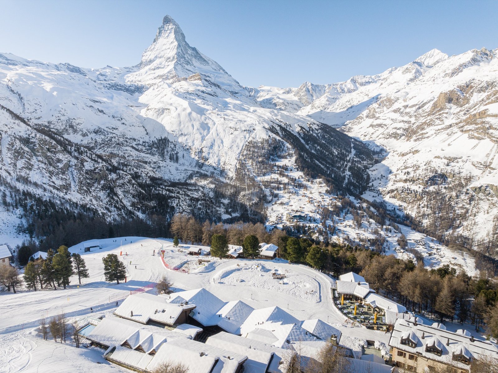 Riffelalp Resort above Zermatt with the Matterhorn and surrounding alpine landscape